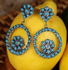 2-tier Southwestern Flower Dangle Earrings Sterling Silver   Turquoise