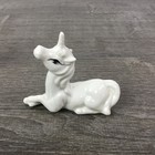 Unicorn Fantasy Figurines White 3  Porcelain Vintage 80   s Painted Eyes Set Of 2