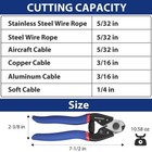 Workpro 7 5  Cable Cutter Heavy Duty Wire Rope Cutter Chrome Vanadium Steel Jaws
