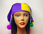 Mardi Gras Jester Hat Two-point Split Design In Bold Purple  Yellow   Green