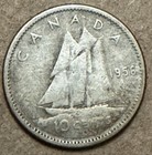 Canada - 1956 - 10 Cents - 80  Silver Canadian Coin - Queen Elizabeth Ii