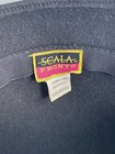 Vtg Scala Pronto Womens One Size Black Wool Felt Cloche Hat Flower Flapper