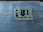 Michigan  1981    License Plate  Registration Year Sticker  Original Tab