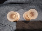 Vintage Lot Of 3 Pink Frosted Glass  Footed Plate  Candle Holders   Perfume