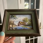 Original Mini Oil Painting Sailboat Wood Frame Signed By Artist Alexander