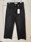 Flying Angel   Women   s Black Denim Wide-leg Rhinestone Jeans 5-pocket Nwt 11