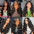 1b Loose Deep Wave Human Hair Bundles  28 30 32 Inch Brazilian Virgin Extensions