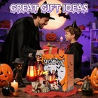 2025 Solar Halloween Decorations Outdoor  Skeleton Figurine  Skull Statue With R