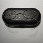 Antique J f  b  Wire Rim Glasses Oval Spectacles Cable Temple Civil War W  Case