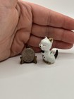 Vintage Ceramic Fancy Cat Hand Painted Floral Figurine Trinket Miniature Kitty