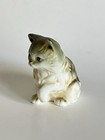 Vintage Gray   White Striped Kitten Porcelain Figurine Enesco