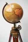World Globe With Wooden Floor Tripod Stand Decor Modern World Map Brown 12 Inch
