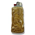 Hand Carved Eagle Heads Totem Lighter Case   Fits Large Bic