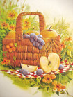 Vintage Birthday Greeting Card Wicker Basket Of Fruit In Meadow 1980 s Hallmark