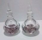 2 Matching Vintage Hand Blown Art Glass Controlled Bubbles Perfume Bottle 5 7 8 