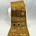 Vintage Bsa Boy Scout Merit Badge Sash 19 Badges W  Star Rank Patch Set Displays