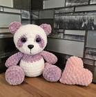 Crochet Panda Bear   Heart Handmade Amigurumi Get Well Gift Chenille 8 5  Tall