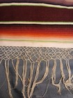 Vtg Multicolor Saltillo Serape Woven Wool Mexican Fringed Blanket Rug 36x74 