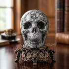 Yooperlite Skull Head Carving Flame Stone Uv Reactive Crystal Decor Figurine 2 
