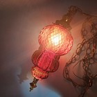 Vintage Mcm Swag Lamp Red Hanging Light Fixture 60   s 70   s Antique Bronze