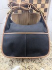 Rare Vintage Coach Legacy Black Canvas British Tan Leather Turnlock Bag 9125