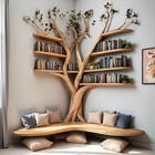 Rustic Tree Branch Floating Corner Shelf With L-shaped Bench handmade Driftwood