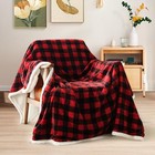  Christmas Sherpa Fleece Throw Blanket  Super Soft Warm Throw-50 x60  Plaid Red