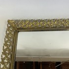 Vintage Ornate Filigree Gold Tone Metal Frame Rectangle Vanity Tray Mirror