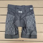 Tyr Women s 8  Grey black Competitor Tri Triathlon Padded Shorts Size  S New