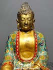 12 6  Old Dynasty Cloisonne Enamel Bronze Gilt Shakyamuni Amitabha Buddha Statue