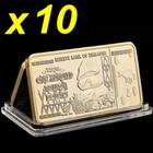 10 Pieces Zimbabwe 100 Trillion Dollars Gold Bullion Bar Ingot Reserve Bank