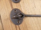 2 Iron Hook   Latch Eye Lock Drawer Hand Forged Barn Cabin Door   some Rust  