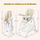 Baby Convertible Folding Adjustable High Chair W wheel Tray Storage Basket Beige