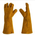 16    Heavy Duty Welding Gloves     Italian Split Leather With Flame - Yellow