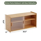 Wall Mounted Bamboo Countertop Storage Cabinet With Glass Door Hanging Kitchen