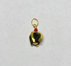 Vintage Nos 1960 s 14kt Genuine Azabache Jet Black Bead Horseshoe Pendant 