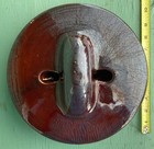 Vintage Porcelain Utility Pole Insulator Large 10    Brown Flat Round Button 9 lbs