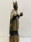 Antique 19thc  Hand Carved Wood Santo Rare Depiction Of Saint Augustine Of Hippo