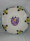 Porcelain Collector Plate Purple Cat With Yellow Flowers Hand Painted Decorative