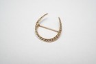 Antique 14k Gold  Seed Pearl Horseshoe Brooch - Crescent - Victorian Pin