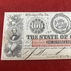 1863 Georgia  100 Confederate Currency Note Milledgeville Civil War Original