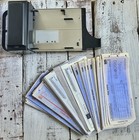 Vintage Addressograph Kwikprint Credit Card Imprinter Carbon Paper Sales Slips