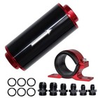 Inline Fuel Filter 100 Micron With 6an 8an 10an Fuel Filter Adapter Red