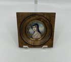 Antique Miniature French Portrait Of Lady Wood Framed Artist Signed