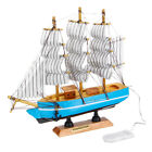 Vintage Wooden Sailboat Ship Model Wood Sailing Boat Handmade Home Decor W  Leds