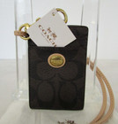 Coach Peyton Signature Lanyard Id Brown Tan Card Holder Medallion Nwt