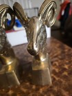 Brass Ram s Head Bookends Vintage Mcm Art Deco Style