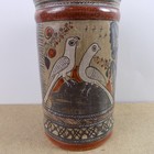 1974 Amado Galvan Mexican Tonala Pottery Jar W  Doves Flowers 9 75  X 4  Vgc