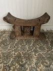 Vtg Ashanti Africa Carved Chief Chair Stool Altar Ghana Primitive Wabi Sabi