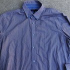 Autograph Button Down Dress Shirt Lg Men s Blue Long Sleeve Collared Slim Fit
